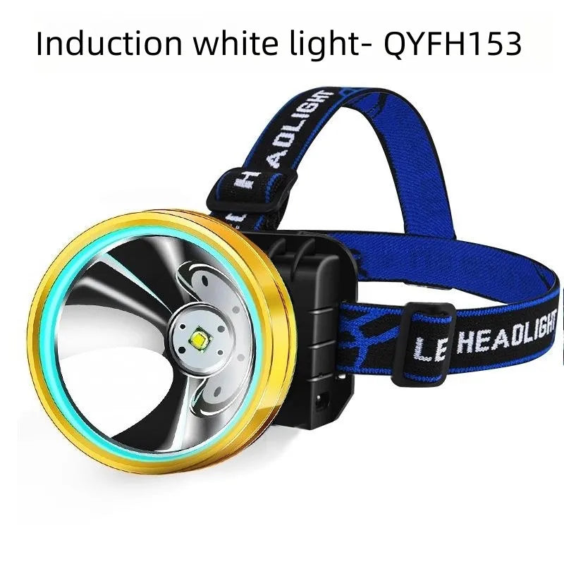 Strong light headlamp outdoor induction led charging waterproof head-mounted flashlight fishing headlamp night fishing lamp-WAYBIKER