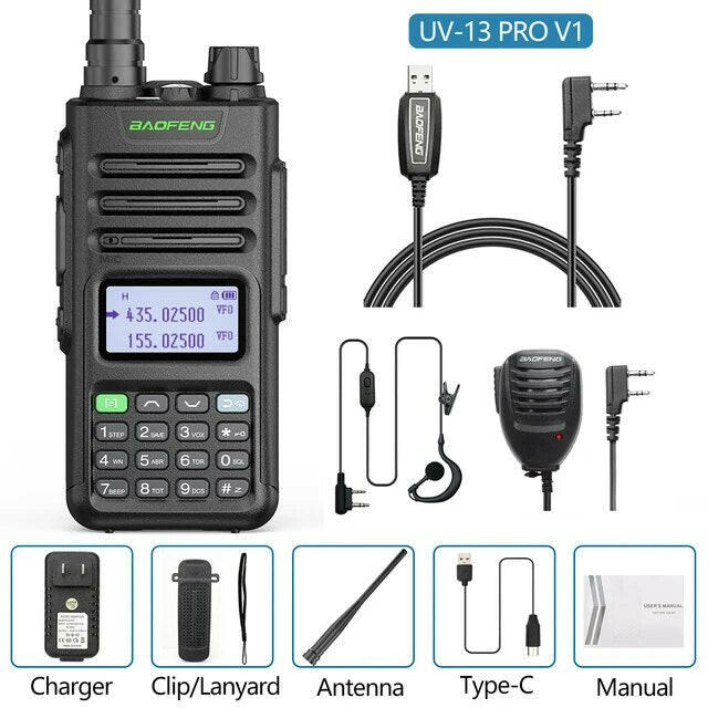 Baofeng UV-13 PRO Ham Radio 16 KM Long Range Distance Dual Band 999 Channel Type-C Charging Walkie Talkie Upgrade UV-5R UV-10R-WAYBIKER
