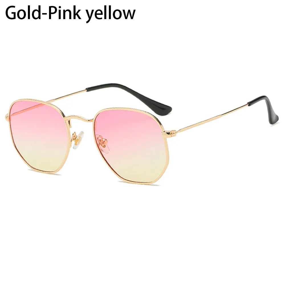 Small Square Sunglasses for Men and Women Polygon Mirrored Lens Sun Glasses Driving Eyewear Fashion Metal Frame Glasses UV400-WAYBIKER