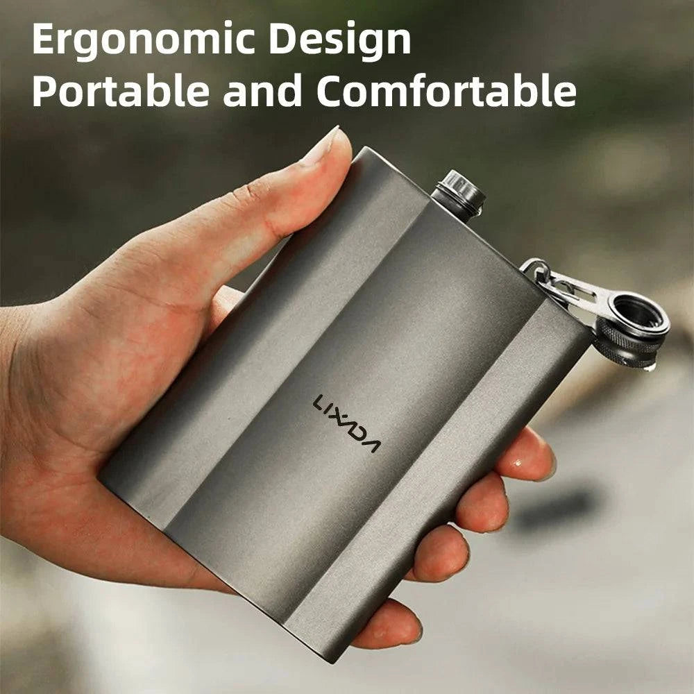 Ti Ultralight Hip Flask Portable Wine Bottle Outdoor Camping Pocket Whiskey Alcohol Drinkware for Travel Picnics 180ml /240ml-WAYBIKER