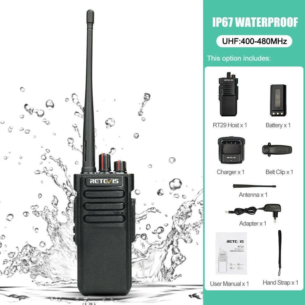 Retevis RT29 10W Walkie Talkie Long Range 3-5Km Powerful IP67 Waterproof VHF or UHF 1pc or 2pcs Durable Two Way Radio Station-WAYBIKER