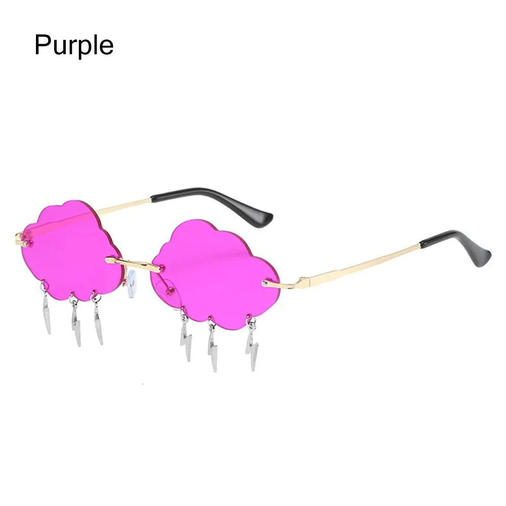 Funny Clouds Lightning Sunglasses Rimless Sunglasses Party Disco Colorful Glasses 90s Sun Glasses Shades-WAYBIKER