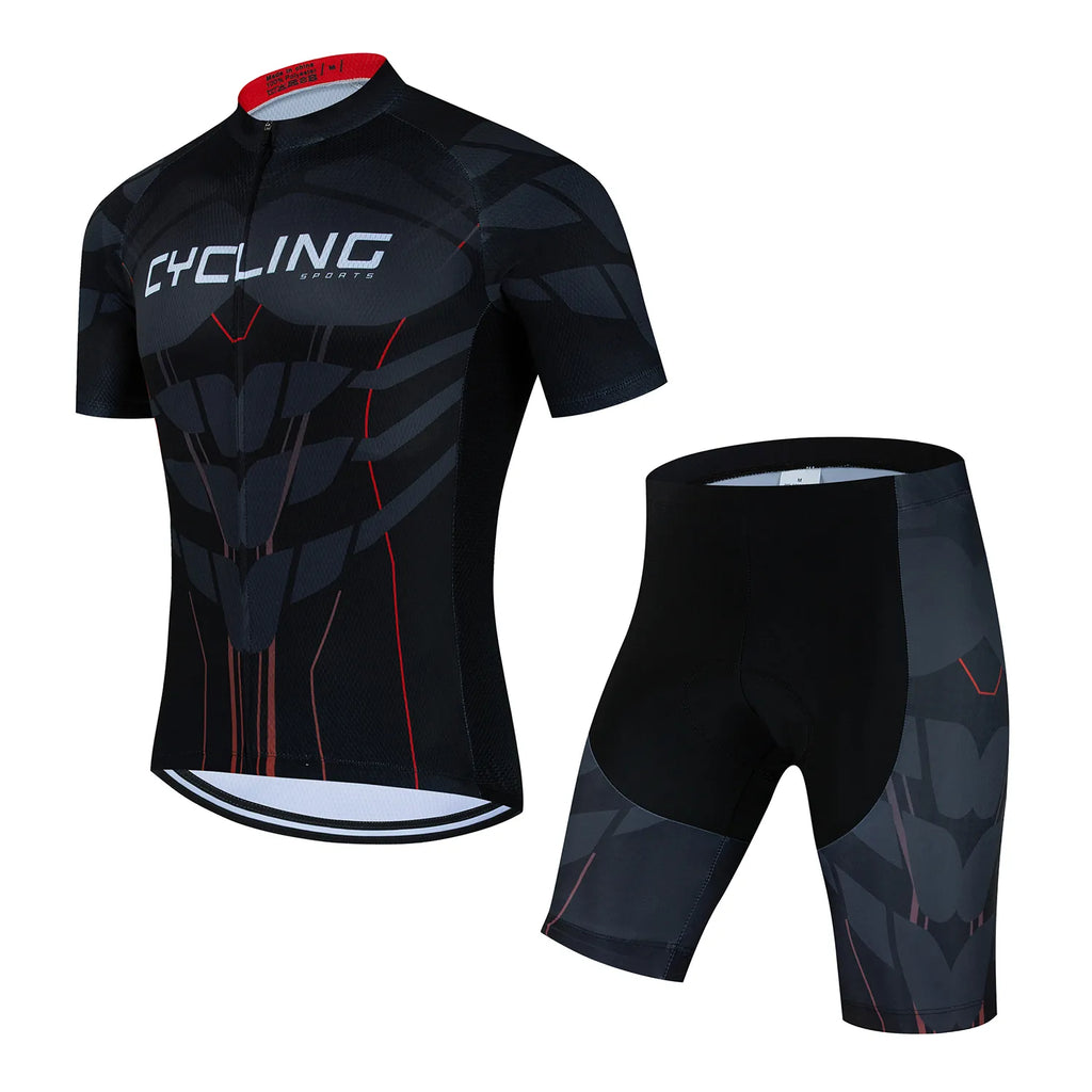 New Pro Cycling Jersey Set Men Bib Shorts Bicycle Short Sleeve Cycling Clothing Bike Maillot Ciclismo Hombre Black Sets For MTB-WAYBIKER