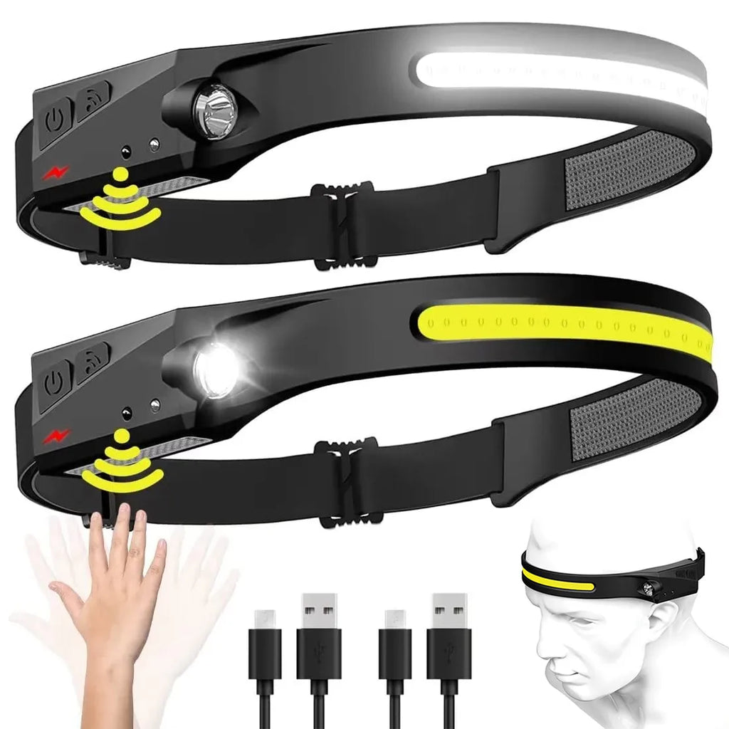 1/2/3PCS LED Induction Headlamp Camping Search Light USB Rechargeable Headlight Led Head Torch Work Light with Built-in Battery-WAYBIKER