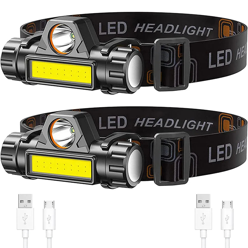 USB Rechargeable Portable Mini Powerful LED Headlamp XPE+COB Hunting Headlight Waterproof Head Torch with Tail Magnetic-WAYBIKER