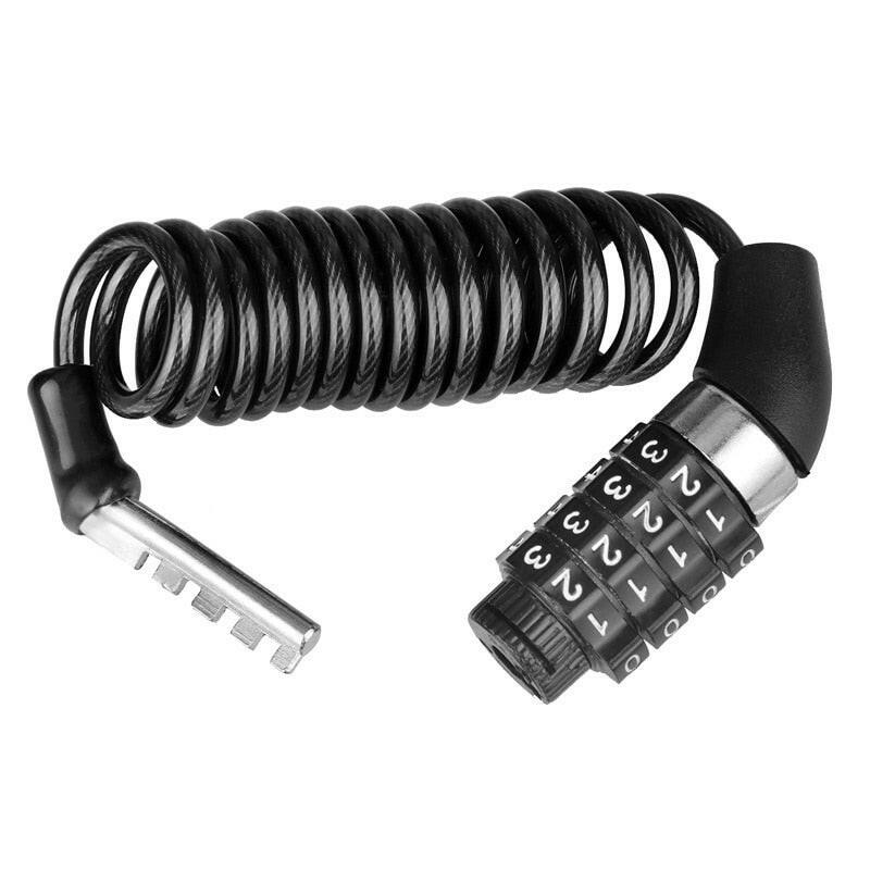 Bicycle Lock Password Anti-theft Lock Bicycle Portable Helmet Lock Universal 4 Digit Steel Cable Locks Security Cycling Parts-WAYBIKER