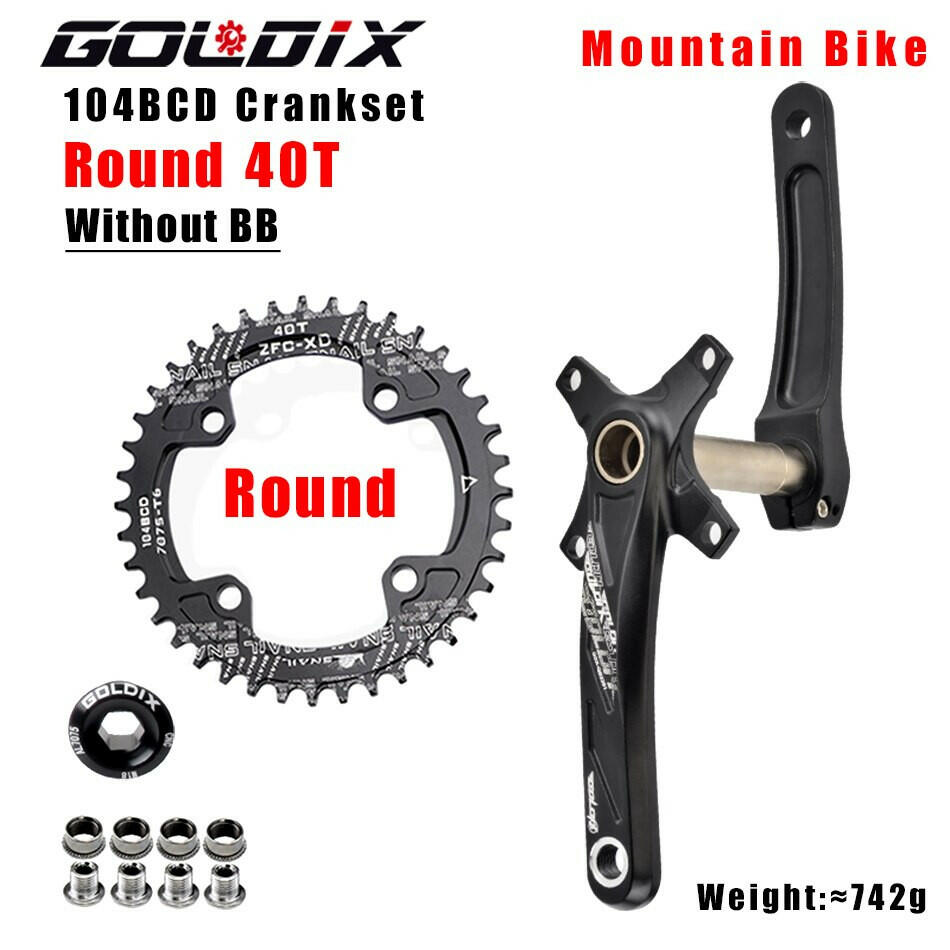 GOLDIX 104BCD Wide and narrow teeth bicycle crankset 170/175mm crank Round/Oval chain ring 32T/34T/36T/38T Bicycle crankset-WAYBIKER