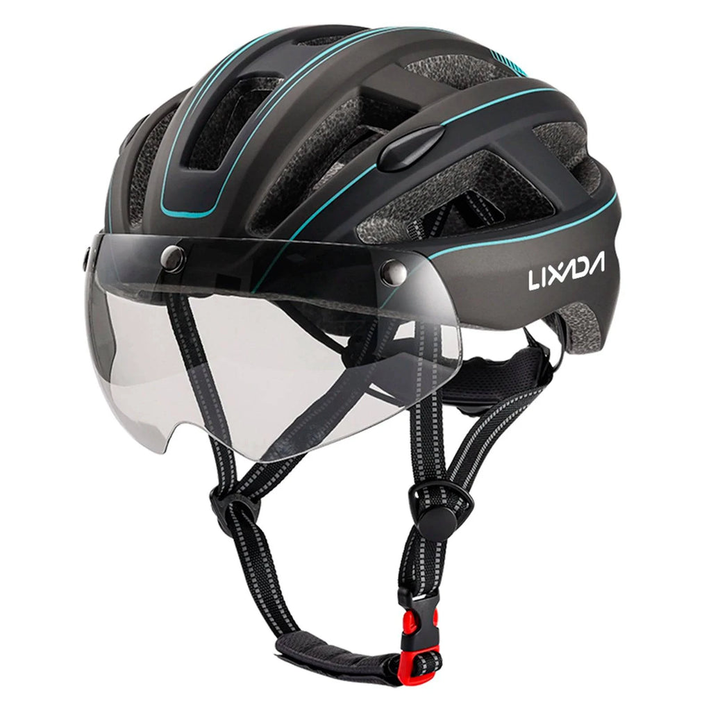 Mountain Bike Helmet One-piece Structure Cycling Helmets with Detachable Magnetic Goggles and USB Rechargeable Rear Light-WAYBIKER