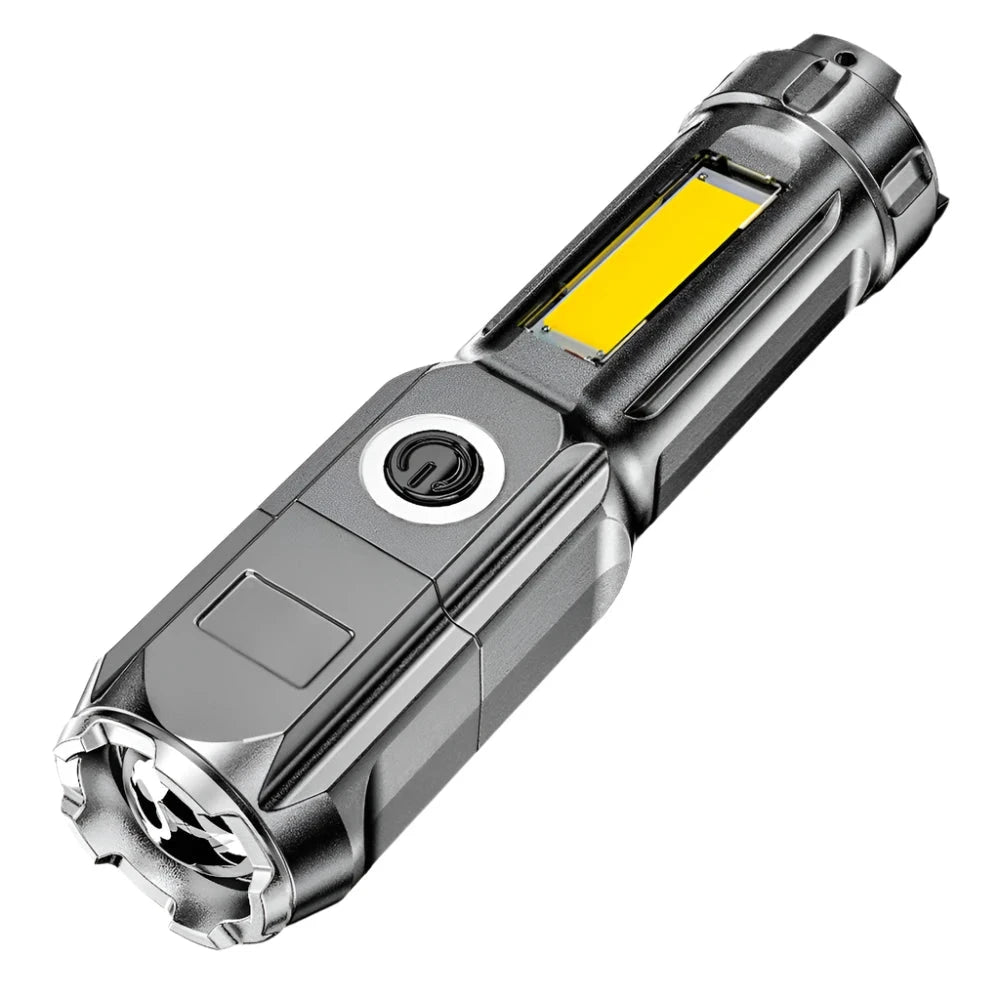 USB Rechargeable LED Flashlight Super Bright Torch with Side Lights 3 Lighting Modes Waterproof Outdoor Portable Lights Camping-WAYBIKER
