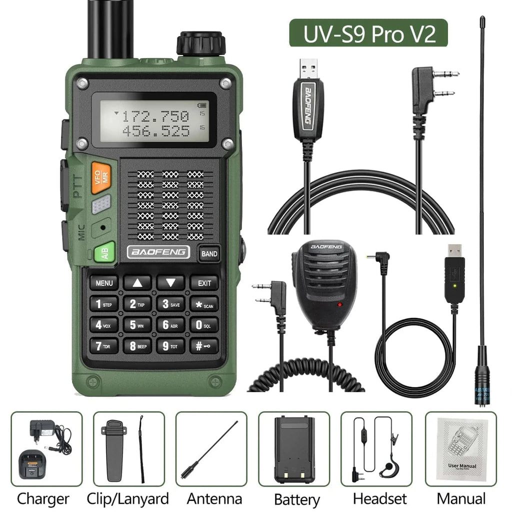 BaoFeng UV-S9 Pro V2 10W Powerful UHF VHF Waterproof Walkie Talkie Radio Long Range Up of UV-S9 Plus Portable Ham Two Way Radio-WAYBIKER