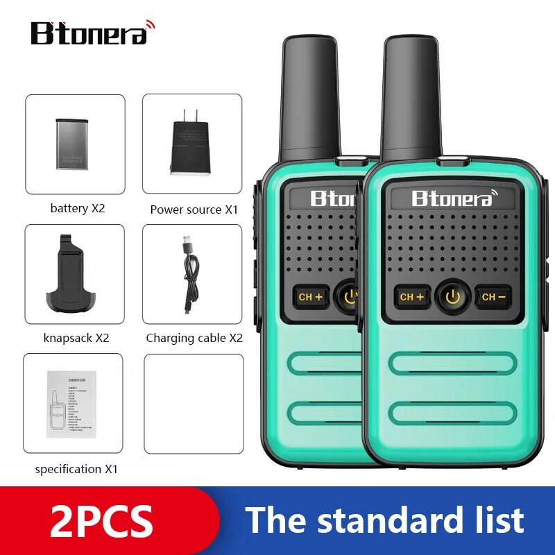 Btoera 2 Pcs Mini Walkie Talkie PMR 446 Portable Two-way Radio Ht PTT Walkie-talkies 5W 16CH UHF 400-470MHz Portable Radio for-WAYBIKER