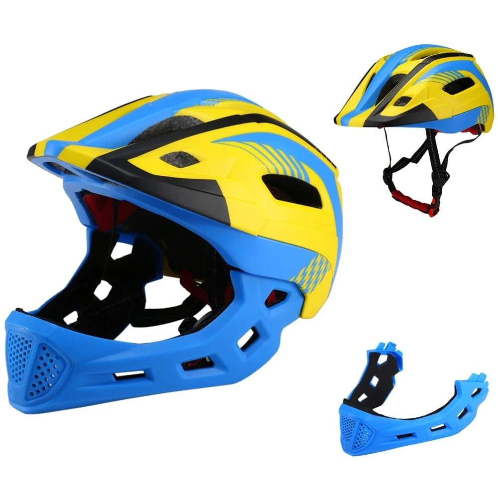 Kids Detachable Full Face Bike Helmet Breathable Ultralight Cycling Sports Safety Helmet for Bicycle Skateboard Scooter-WAYBIKER