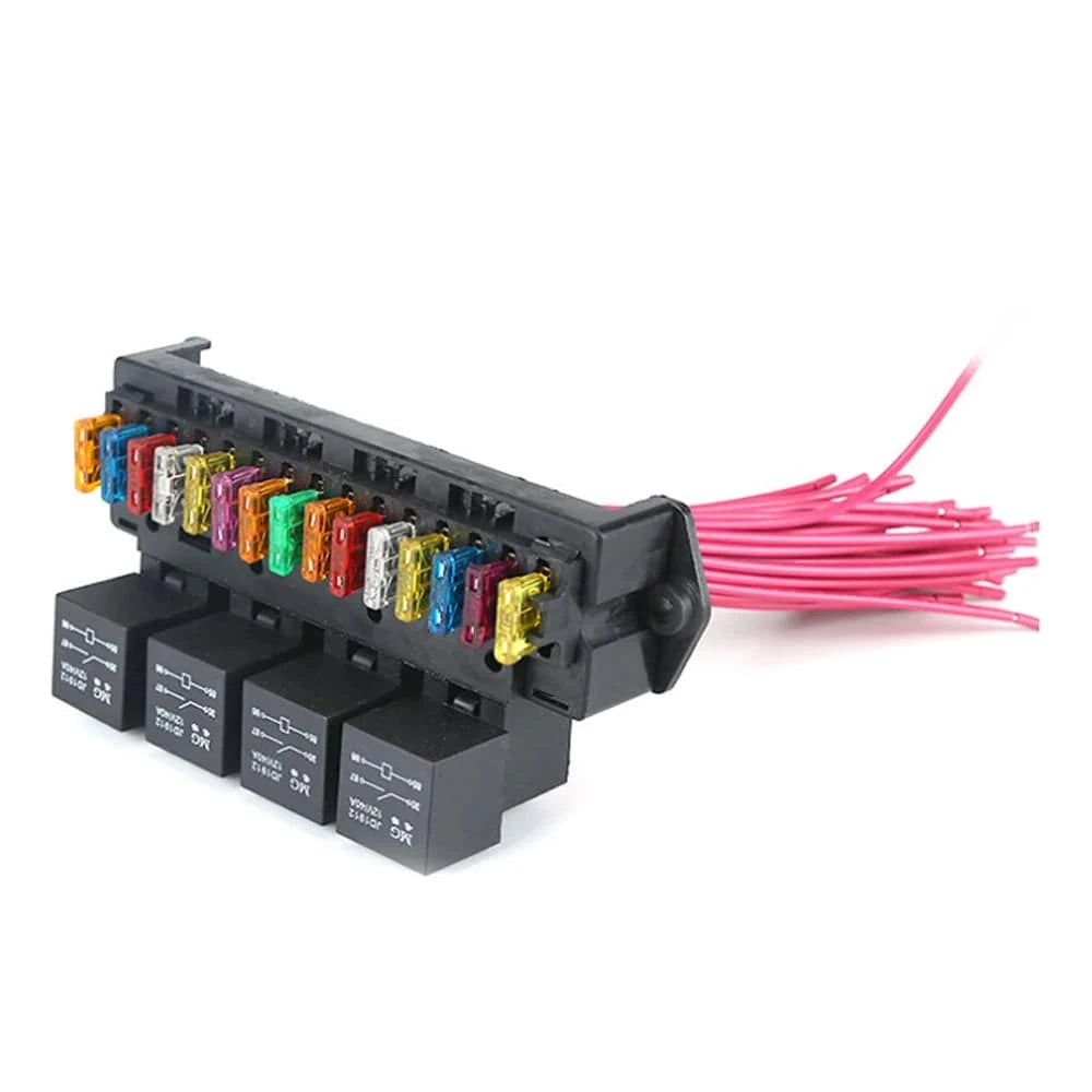 12V Car Fuse Box 15-way Wire Fuse Block Box Multi-circuit Control Box Car Wire Fuse Holder with Relay-WAYBIKER
