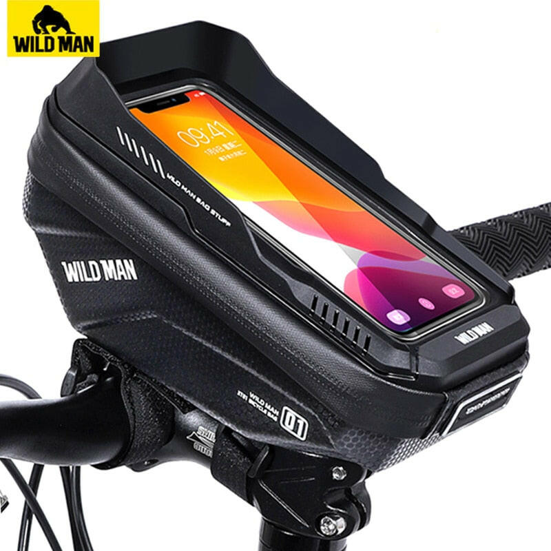 WILD MAN Rainproof Bike Bag Front Bicycle Handlebar Bag Touch Screen Cycling Phone Bag 6.7 Inch Phone Case Mtb Accessories-WAYBIKER