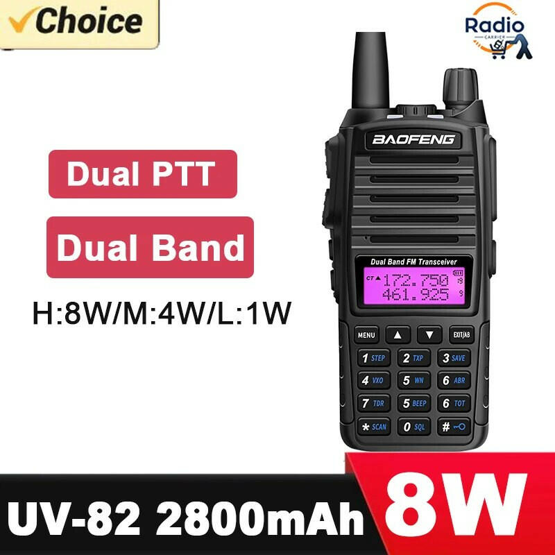 Baofeng Walkie Talkie 2 Way Ham radio comunicador UV 82 Dual PTT 8W 5W 10KM Dual Band UV-82 UHF VHF UV82 UV 5R 9R 13 UV16 Radios-WAYBIKER