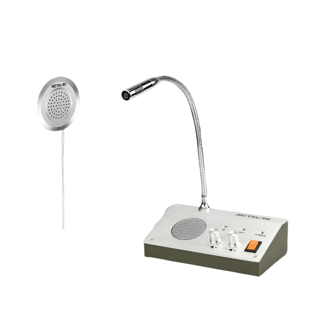 Tabletop Intercom System Retevis RT-9908 Dual Way Window Intercom System Bank Counter Interphon
