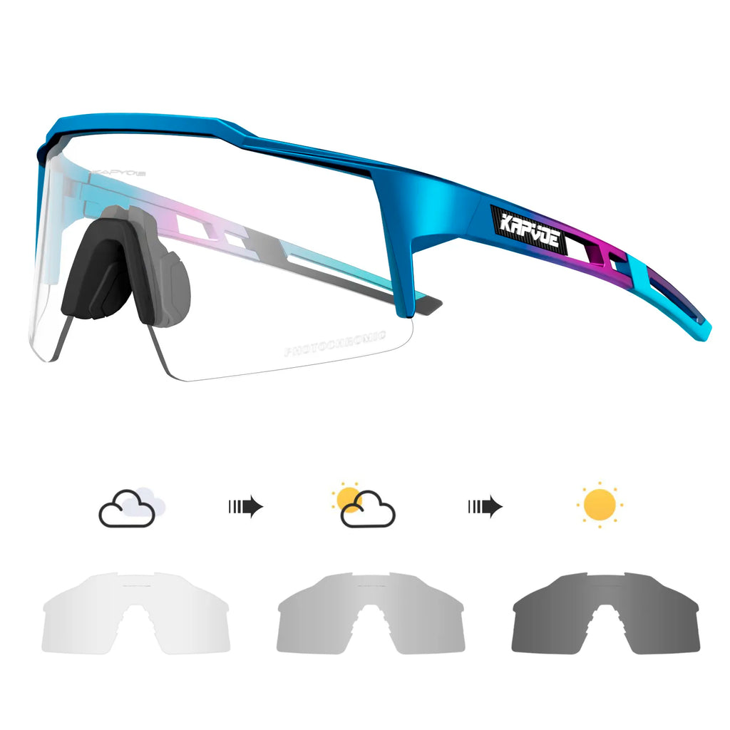 Kapvoe Photochromic Cycling Sunglasses for Men Glasses Fashion Mountain Bicycle Road Speed Cool Goggles Eyewear Sports MTB Bike-WAYBIKER