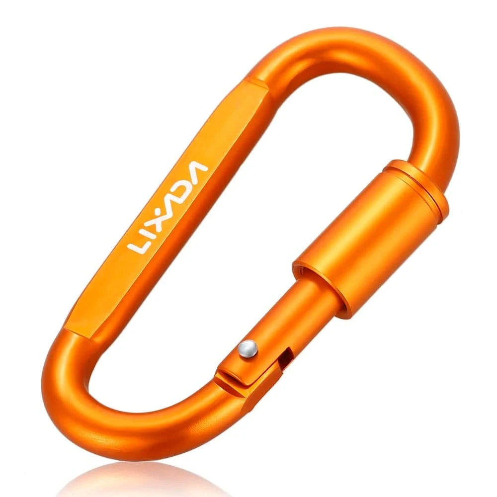 Lixada Aluminum Alloy D-ring Locking Carabiner Screw Lock Hanging Hook Buckle Keychain for Outdoor Camping Hiking-WAYBIKER