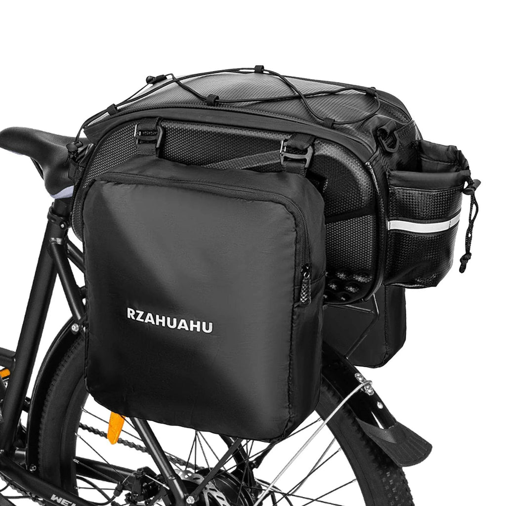 3 in 1 Bike Rack Bag Trunk Bag Waterproof Bicycle Rear Seat Bag with 2 Side Hanging Bags Cycling Cargo Luggage Bag Shoulder Bag-WAYBIKER