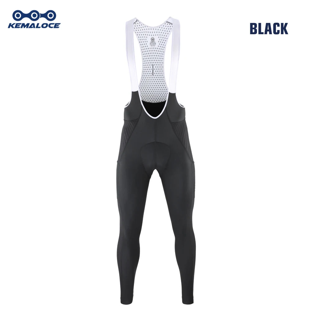 KEMALOCE Cycling Long Pants Men Autumn Blue&Grey Gel Pad Reflective Bike Bib Pants Breathable Bicycle Trousers With Rear Pocket