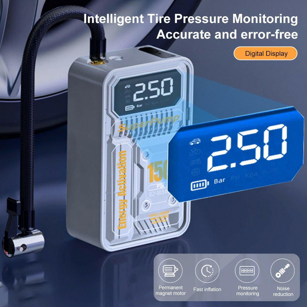 Mini Car Tire Inflator 150PSI Portable Air Compressor Wireless Digital Inflatable Pump for Motorcycle Bicycle Car Tyre Balls-WAYBIKER