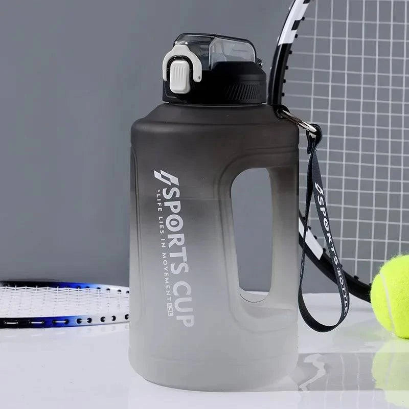 YCALLEY Sport 2l Water Bottle Reminder Silicone Sith Straw Waterbottle Fitness Big Bottles 1500ML / 2300ML / 3800ML 2 liter-WAYBIKER