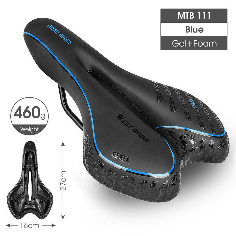 WEST BIKING MTB Gel Comfort Bicycle Saddle Foam Road Bike Painless Seat PU Leather Versatile Cycling BMX Saddle Bicycle Parts-WAYBIKER
