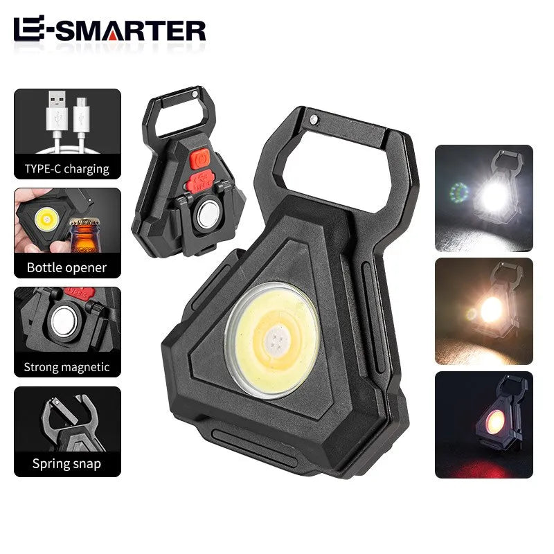 Multifunctional Mini Rechargeable Flashlight Strong Magnetic Adsorption COB Work Light LED Keychains For Outdoor Camping Fishing-WAYBIKER