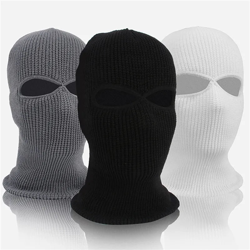 1PC Winter Knit Cap Warm Soft 2 Holes Full Face Ski Hat Hood Motorcycle Helmet Army Tactical Hat Fashion Women Men-WAYBIKER
