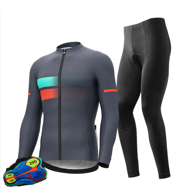 Men's Pro Sportswear Climbing Cycling Jersey Set Bicycle Suit Long Sleeves Outdoor Winter Thermal Fleece Riding Clothing-WAYBIKER