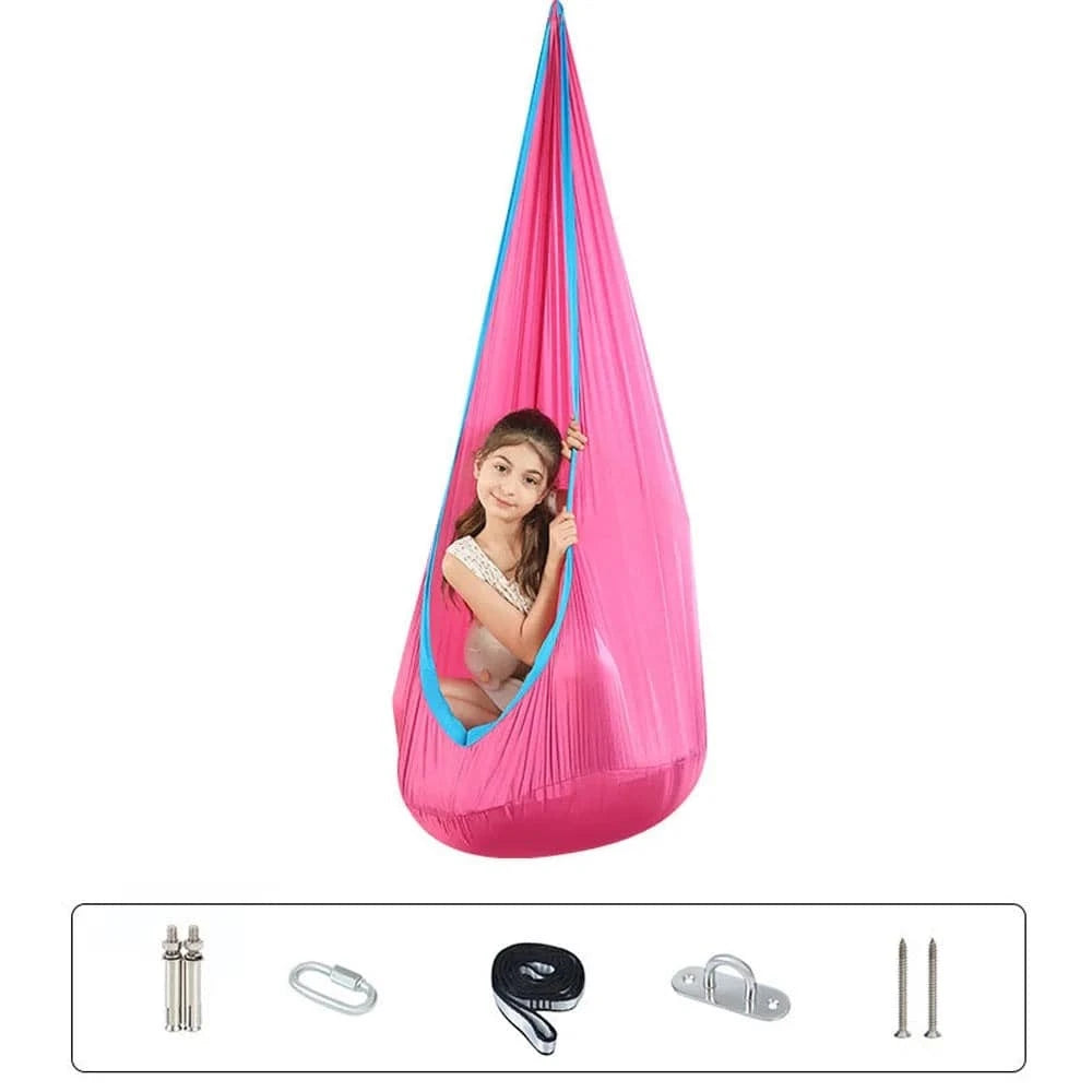 Hanging Pods Swing for Kids Hammock Chair Child Swing Hammock Chair with Inflatable Cushion for Indoor and Outdoor Use-WAYBIKER