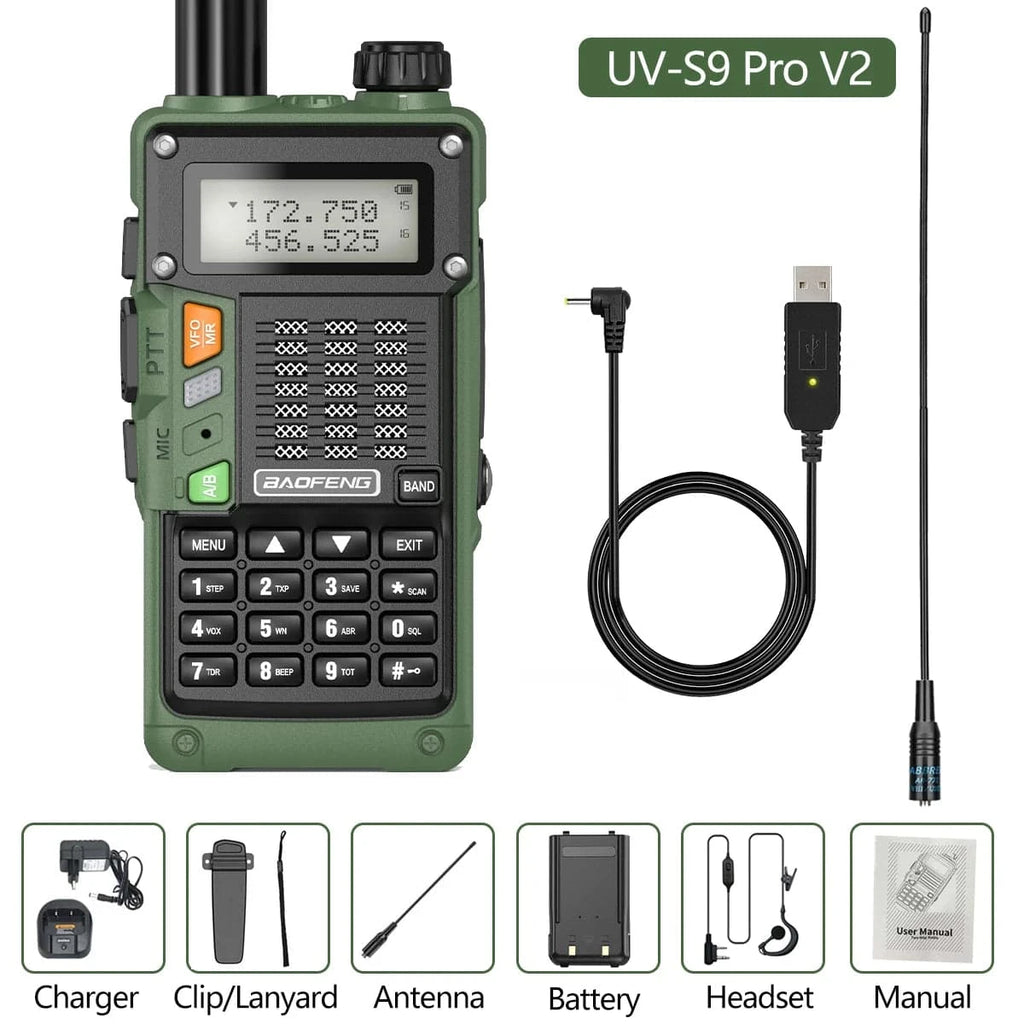 BaoFeng UV-S9 Pro V2 10W Powerful UHF VHF Waterproof Walkie Talkie Radio Long Range Up of UV-S9 Plus Portable Ham Two Way Radio-WAYBIKER