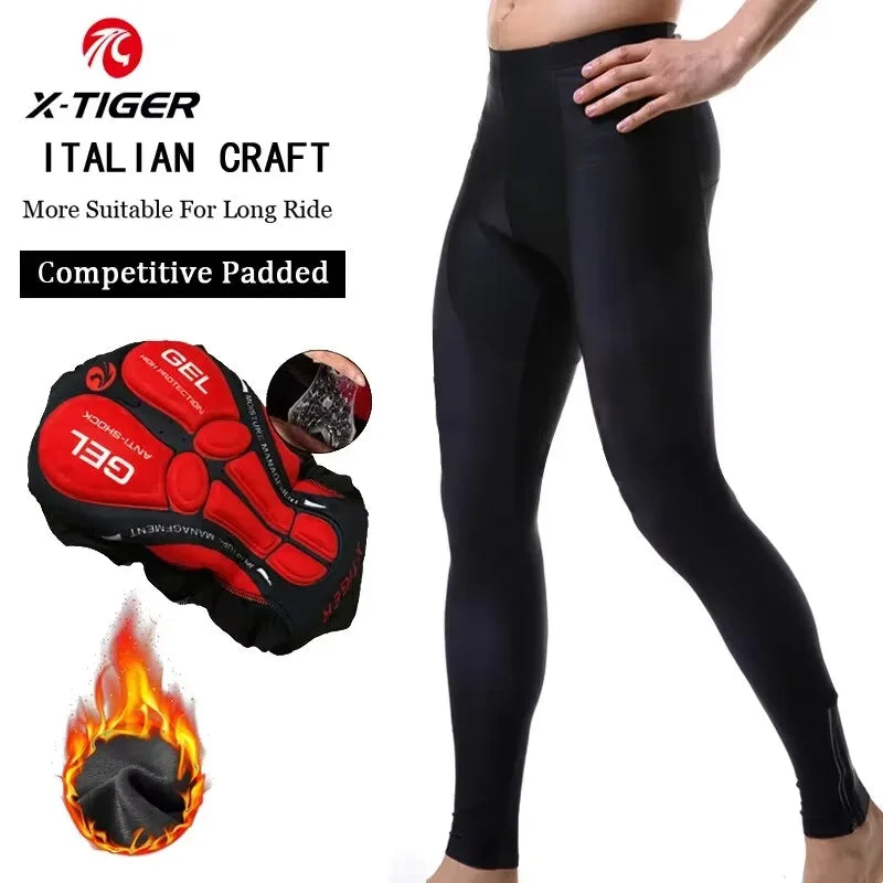 X-TIGER Cycling Bib Trousers Winter Thermal Mountain Bike Pants Bicycle Tights Coolmax 5D Gel Pad Keep Warm Bib Pants