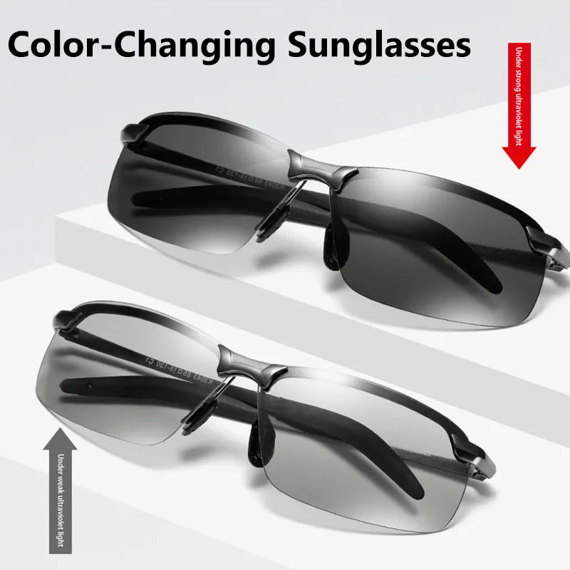 Color-Changing Outdoor Cycling Sunglasses Day&Night Vision Polarized Sunglasses Men's Driving Sunglasses Outdoor Accessories-WAYBIKER