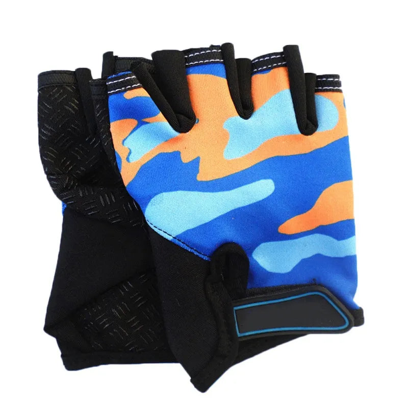 1 Pair Children's Gloves Half Finger Outdoor Sports Kids Cycling Boys Girls Protection Antislip Breathable Spring Summer Gloves-WAYBIKER