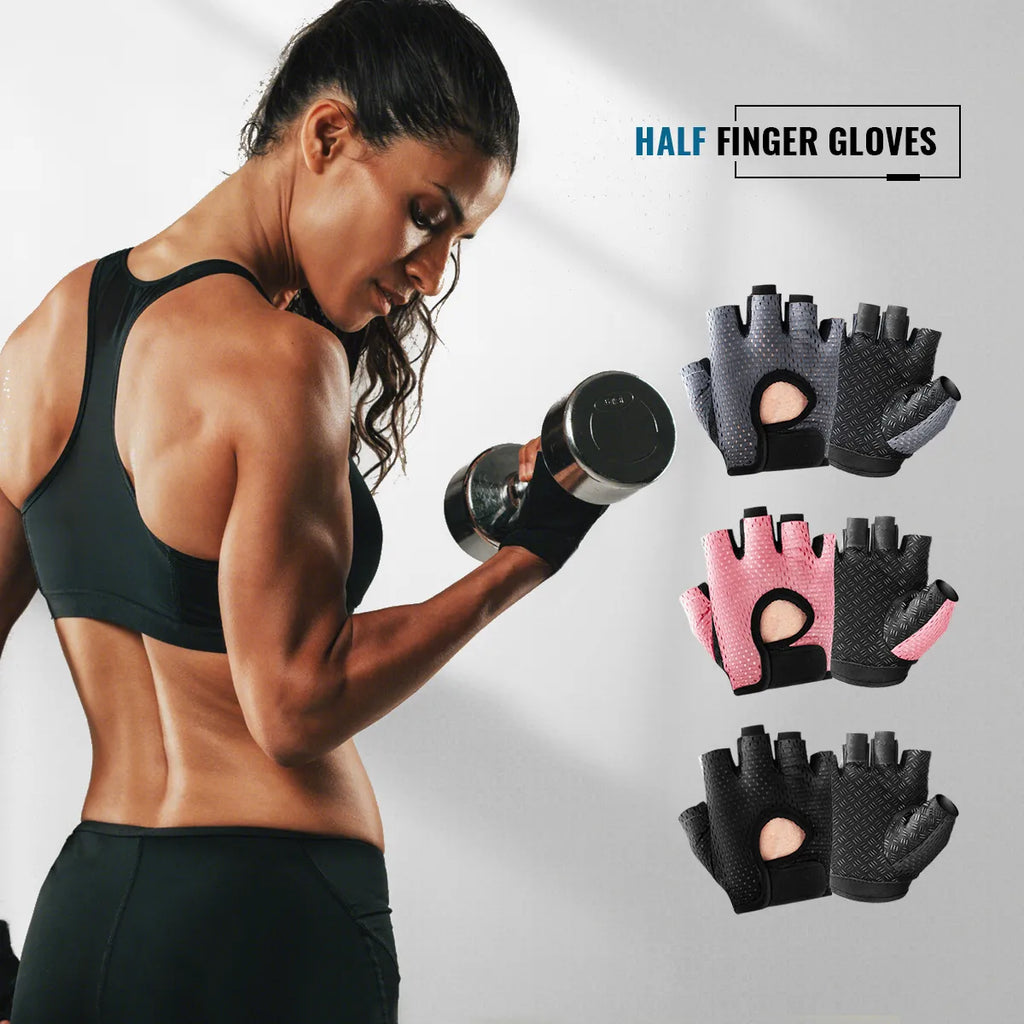 Gym Fitness Gloves For Women, Breathable Half Finger Anti-Slip Gloves For Bicycle Cycling Weight Lifting Yoga-WAYBIKER
