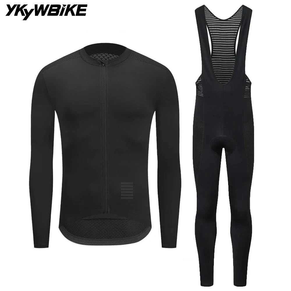 YKYWBIKE Men's Cycling Sets Long Sleeve Long Bib Pants  Bicycle Clothes Man Cycling Maillot Road Bike Kit Cycling Clothing-WAYBIKER
