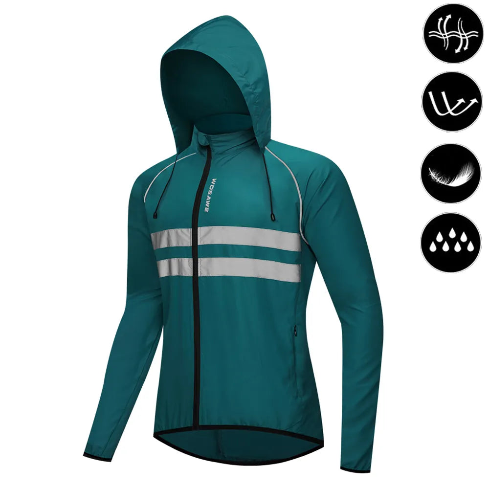 WOSAWE Ultralight Men's Cycling Windbreaker Reflective Jacket Windproof Water Resistant MTB Road Bicycle Long Jersey Wind Coat-WAYBIKER