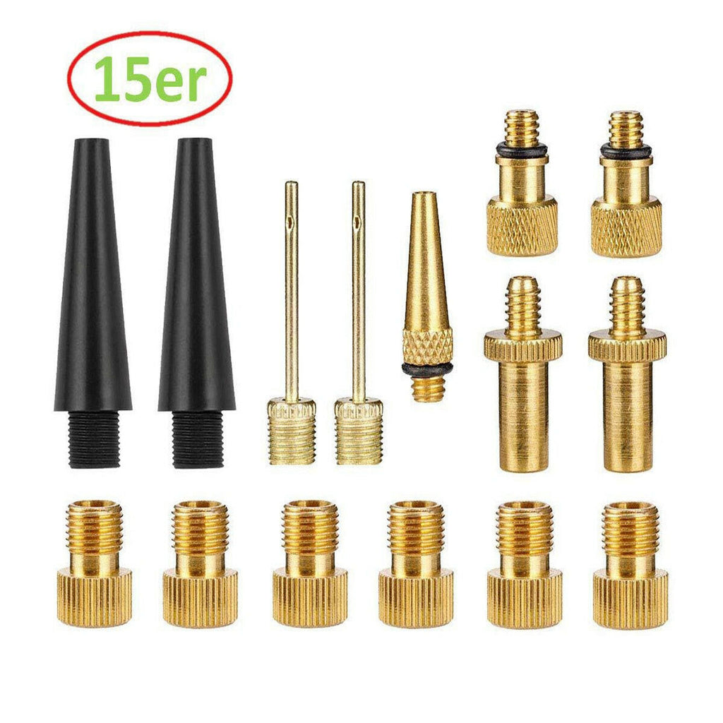 NEW 15pcs Copper Bicycle Valve Adapter Set Bike Tire Pump Adapter Kit Inflator Pump Accessory Valve adapter SV AV DV-WAYBIKER