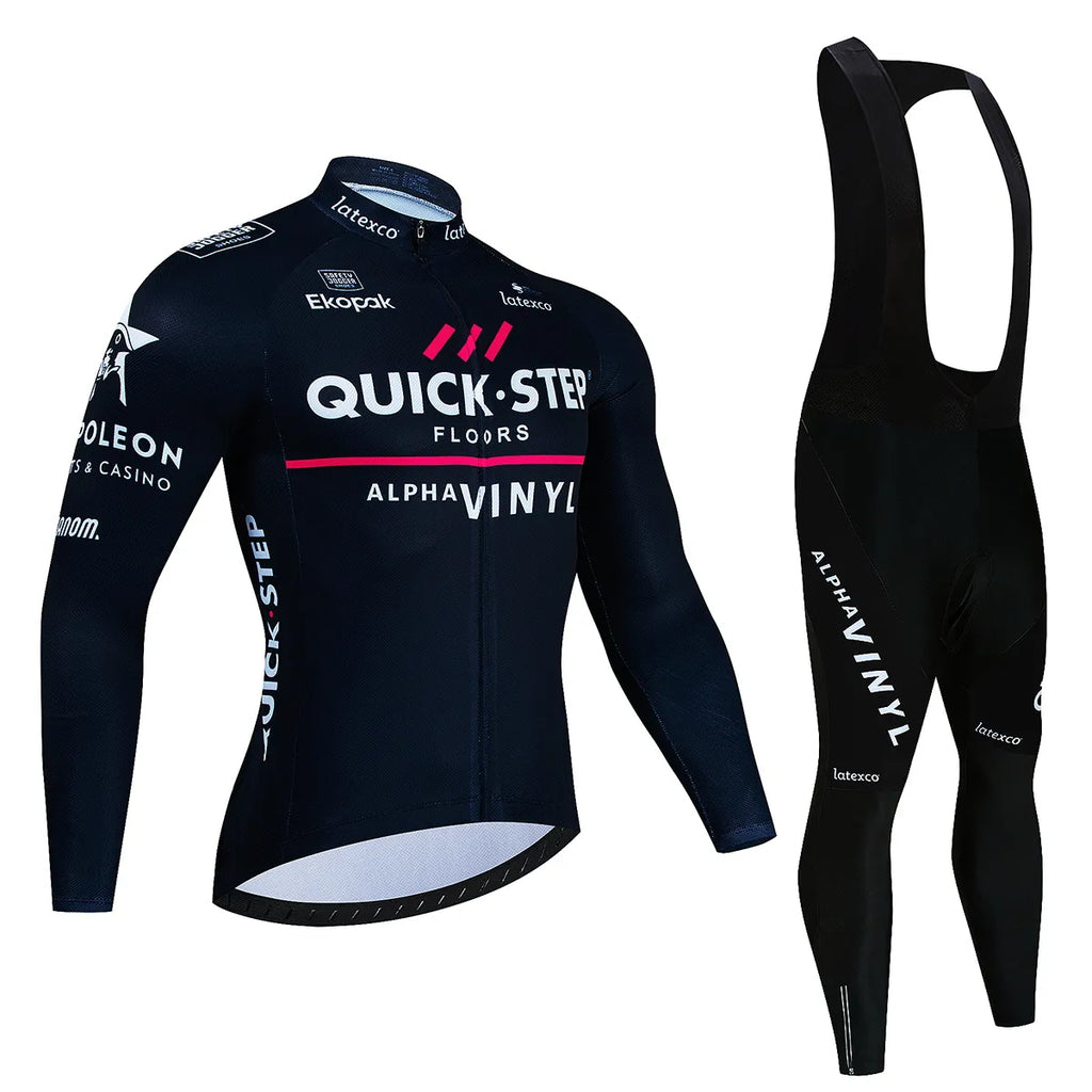 Long Sleeve Cycling Jersey Set New Quick Step Mtb Bicycle Clothing Bicycle Maillot Ropa Ciclismo Mans Bike Clothes Cycling Set-WAYBIKER