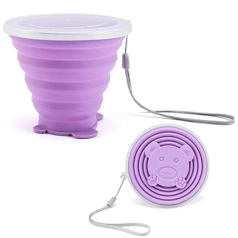 180ML Portable Silicone Folding Water Cup Outdoor Heat Resistant Foldable Mug With Lid Collapsible Travel Drinking Cups-WAYBIKER