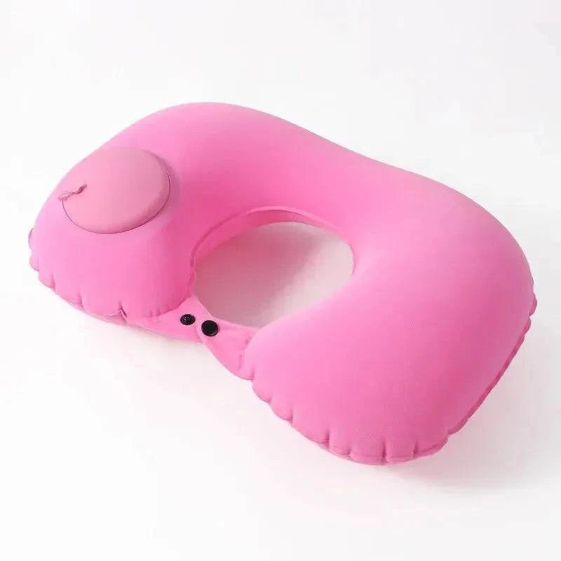 U Shape Neck Cushion Automatic Air Inflatable Pillow Compress Ring Pillow For Airplane Car Outdoor Travel-WAYBIKER