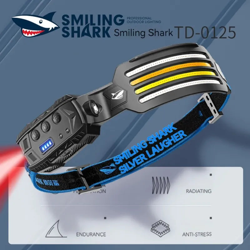 Smiling Shark TD0125C Headlight Wave Induction Lightweight Headlamp Rechargeable Waterproof Head Torch for Night Working Hiking-WAYBIKER