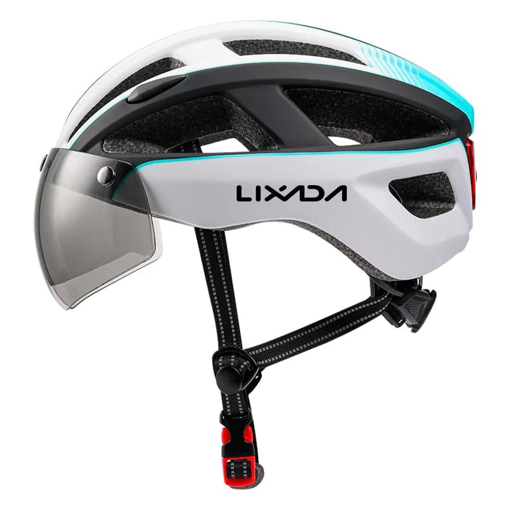 Mountain Bike Helmet One-piece Structure Cycling Helmets with Detachable Magnetic Goggles and USB Rechargeable Rear Light-WAYBIKER