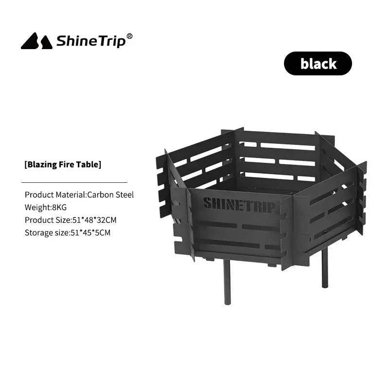 ShineTrip Outdoor Camping Carbon Steel Fire Table Detachable and Foldable High Temperature and Corrosion Resistant Incinerator-WAYBIKER
