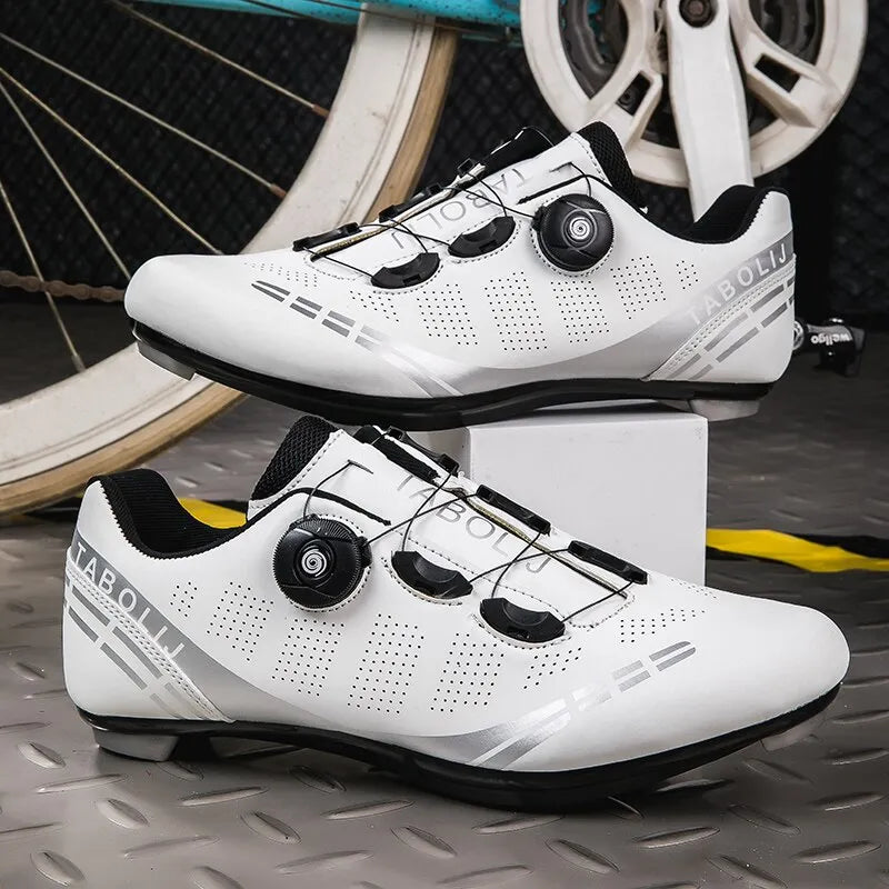 Baasploa Men Cycling Shoes Professional Road SPD Sneakers Bike Flat Racing For Men Breathable Mountain Biking Footwear Antiskid-WAYBIKER
