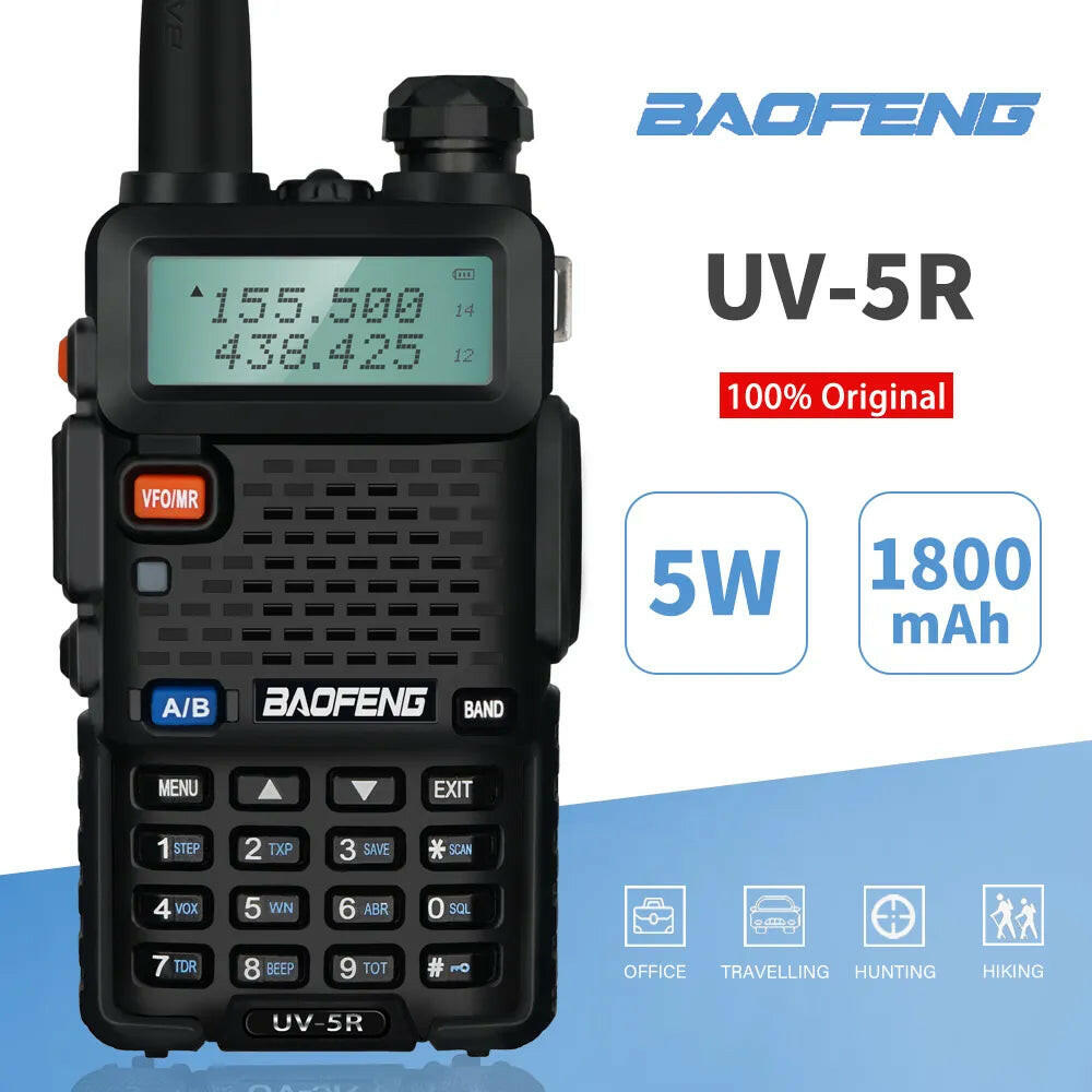 Baofeng UV-5R Walkie Talkie 5W UHF/VHF Two-way Radio Station Interphone Long Range Walkman Ham Radio High Power Comunicador-WAYBIKER