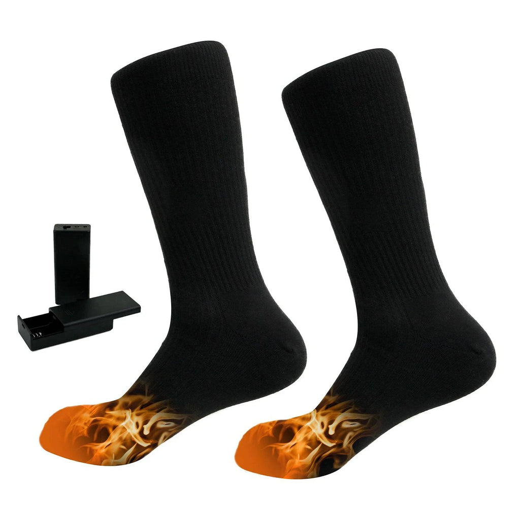 Electric Heated Socks Battery Powered Heated Socks Winter Warm Cotton Socks Foot Warmer for Skiing Camping Hiking-WAYBIKER