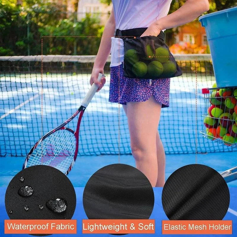 Large Capacity Tennis Training Ball Pocket Lightweight Multifunctional Tennis Ball Bag Adjustable Belt Professional Sports Gear-WAYBIKER