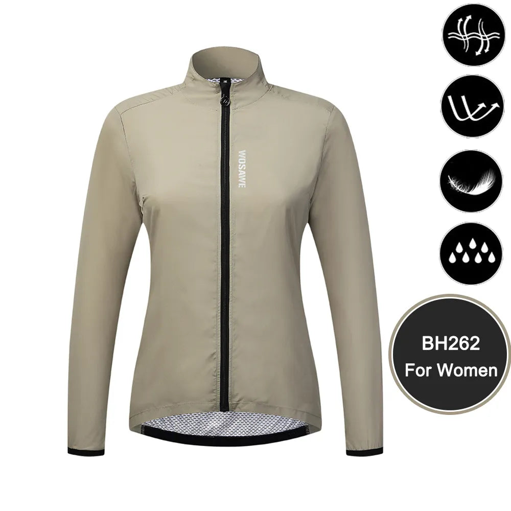 WOSAWE Women Cycling Windbreaker MTB Bicycle Windshield Jacket Sleeveless Vest Gym Gravel Lady Windproof Lightweight Long Sleeve-WAYBIKER